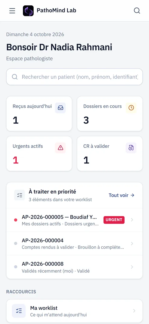 PathoMind Lab sur smartphone